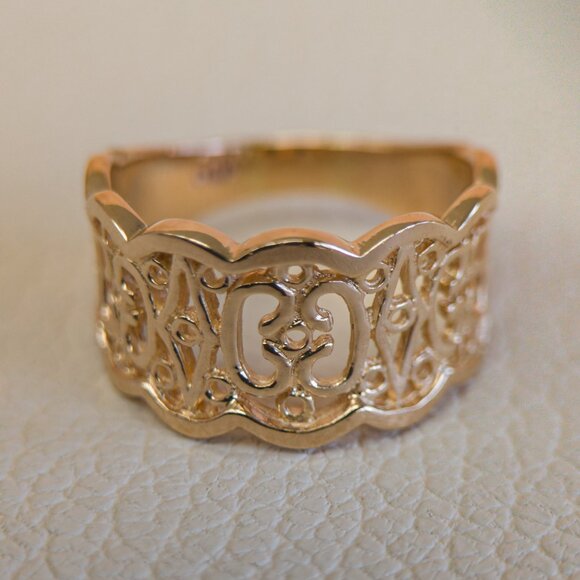 14K Yellow Gold Scalloped Filigree Band Ring, Size 7 — 4.30g - Picture 10 of 10